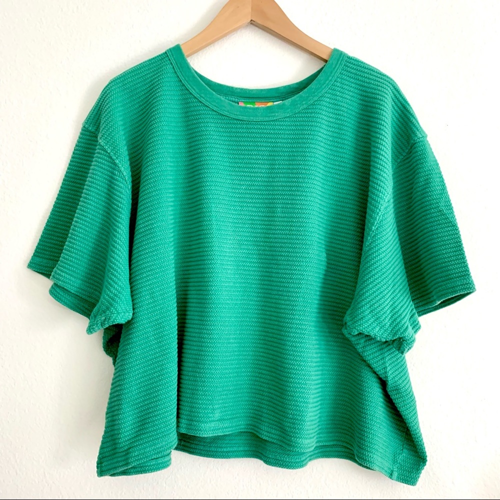 Big Bud Press Cropped Honeycomb Tee in Green